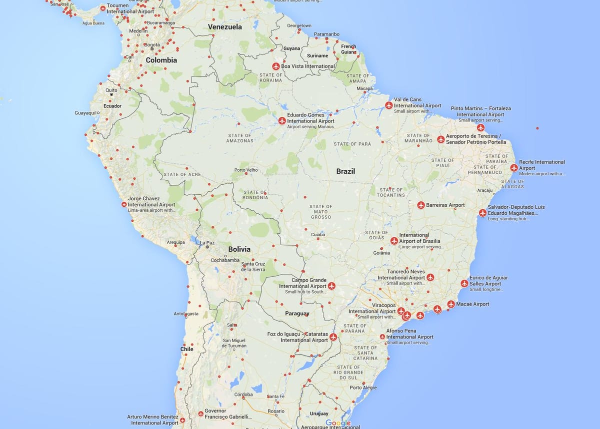 internationale Flughäfen in der Karte von Brasilien