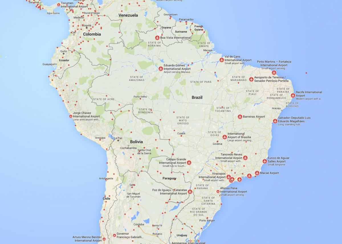 internationale Flughäfen in der Karte von Brasilien