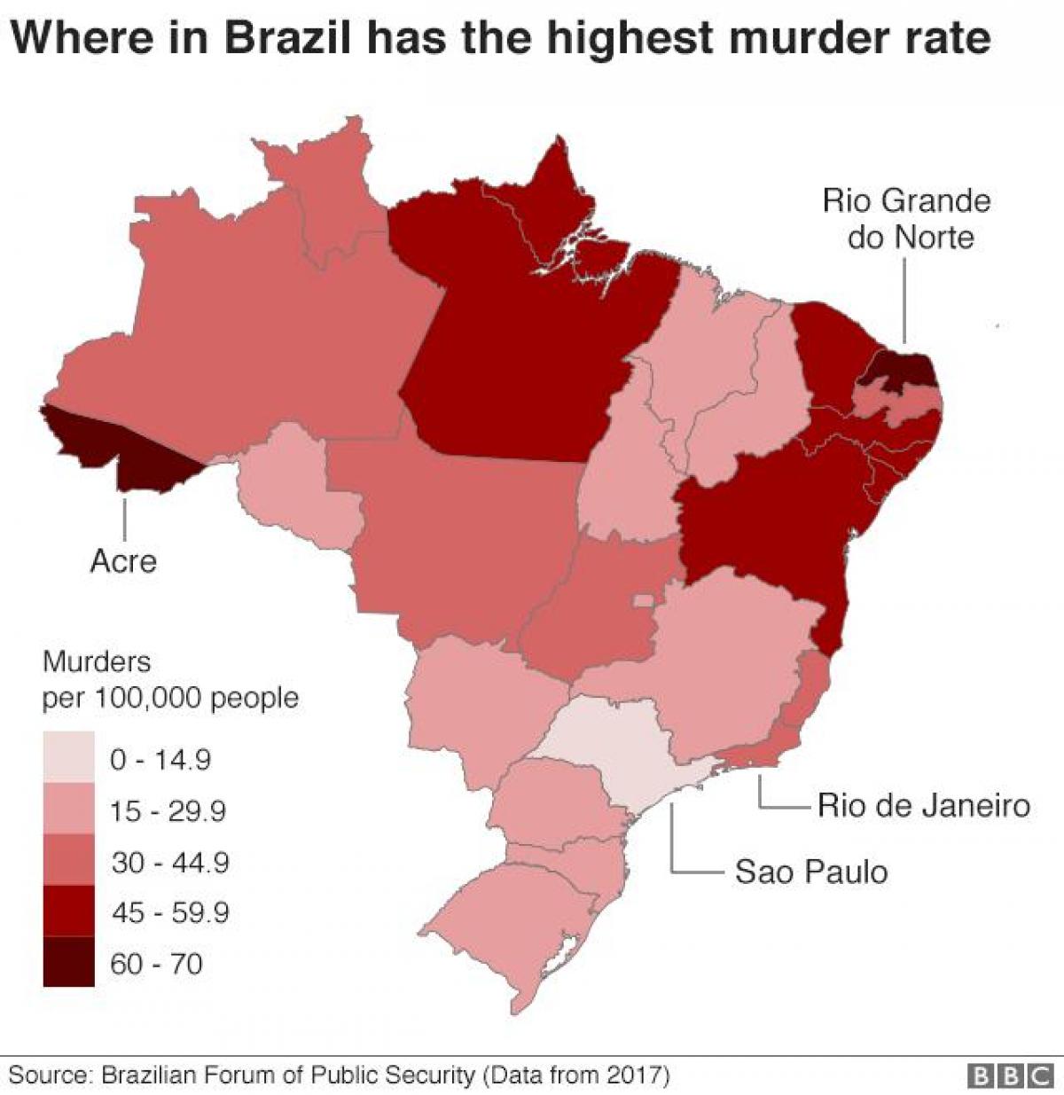 Karte von Brasilien-Kriminalität