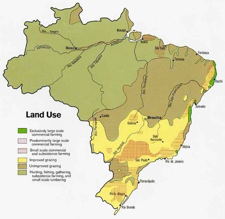 Landkarte von Brasilien Landwirtschaft