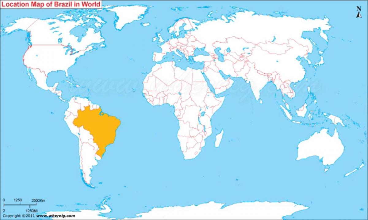 Lage von Brasilien auf der Weltkarte anzeigen