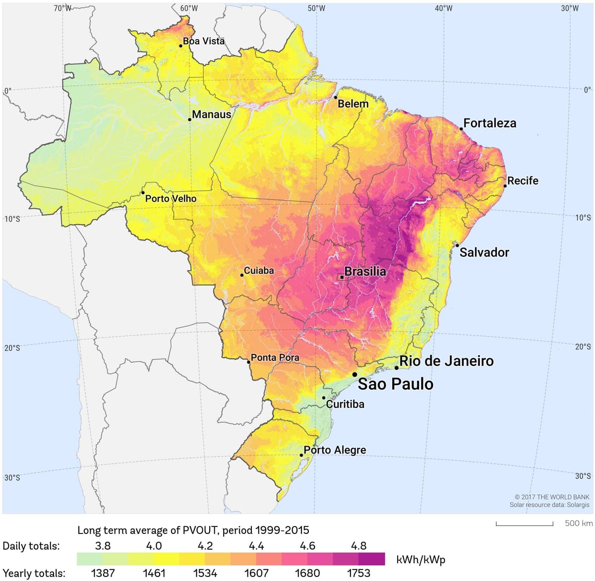 Landkarte von Brasilien Sonnenschein