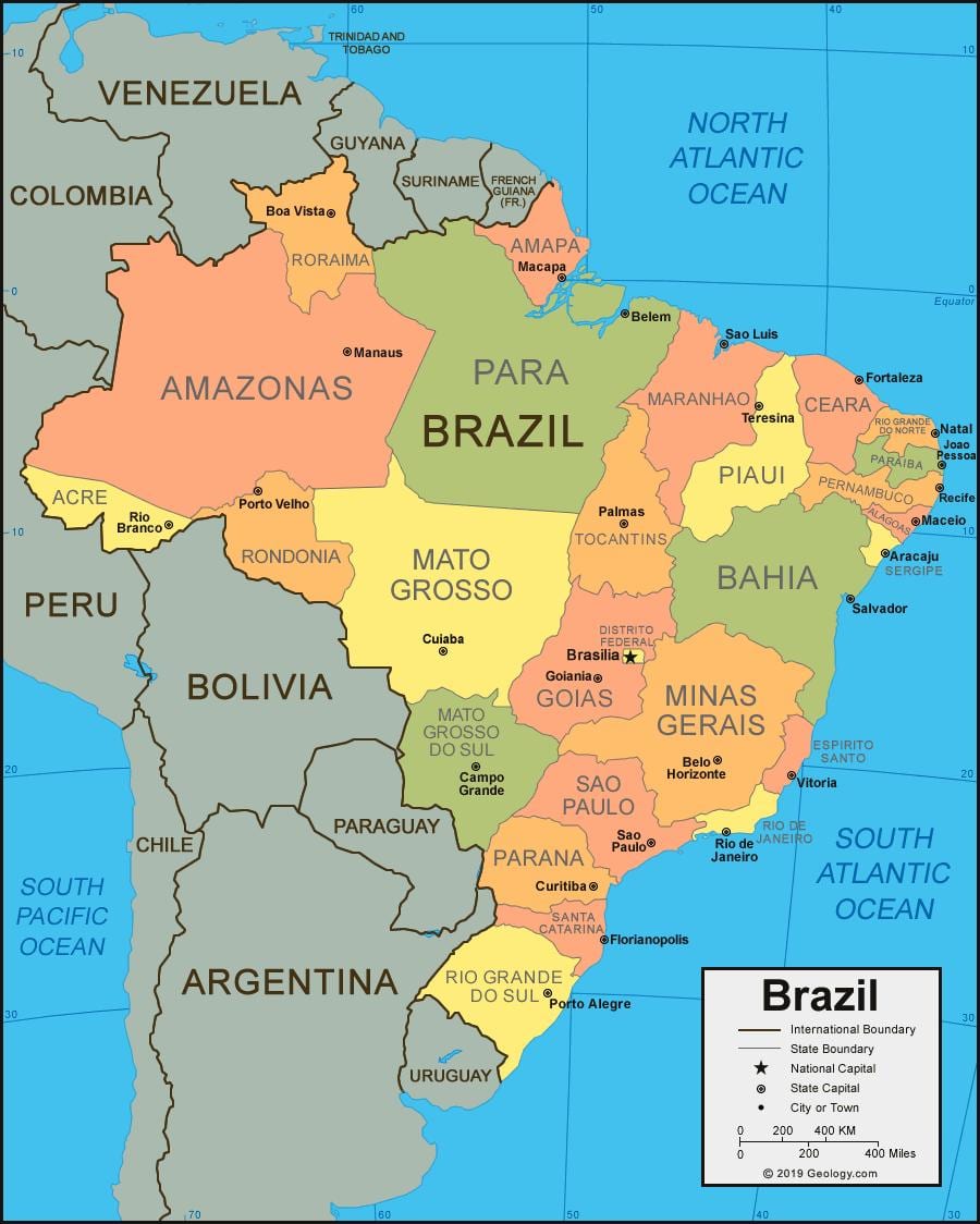 Brasilien Landkarte mit Staaten