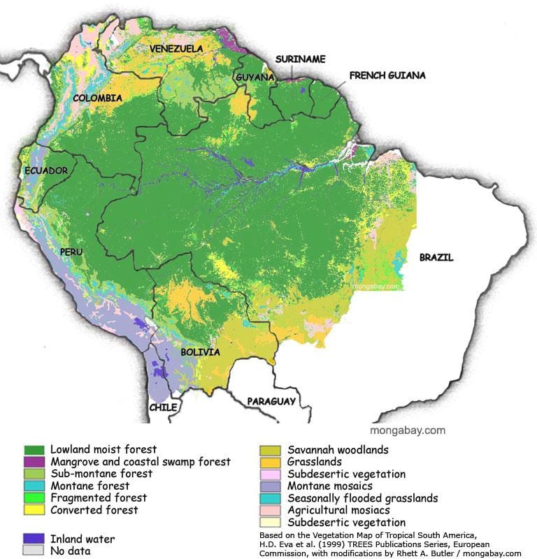 Landkarte von Brasilien Wälder