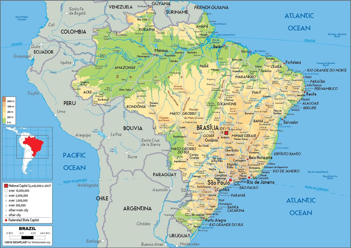Brasilien auf der Karte anzeigen