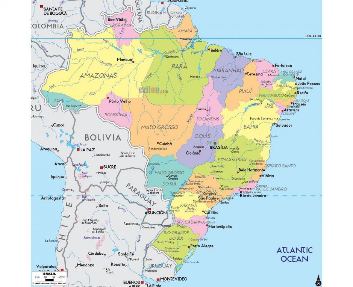 Brasilien Karte - Nordost-Brasilien anzeigen - North east-Karte von
