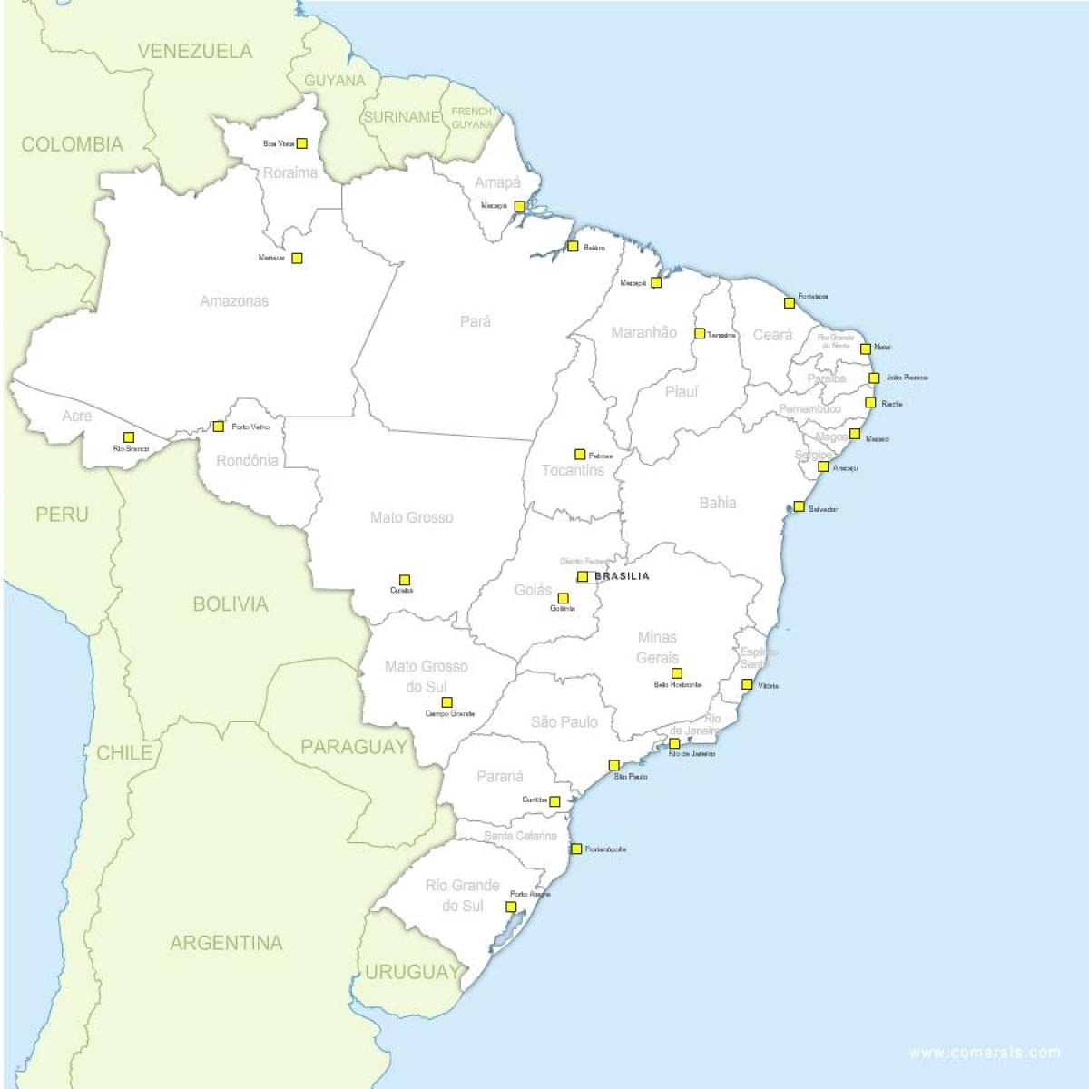 Karte Von Brasilien Staaten Map Staaten Brasilien South America Sudamerika