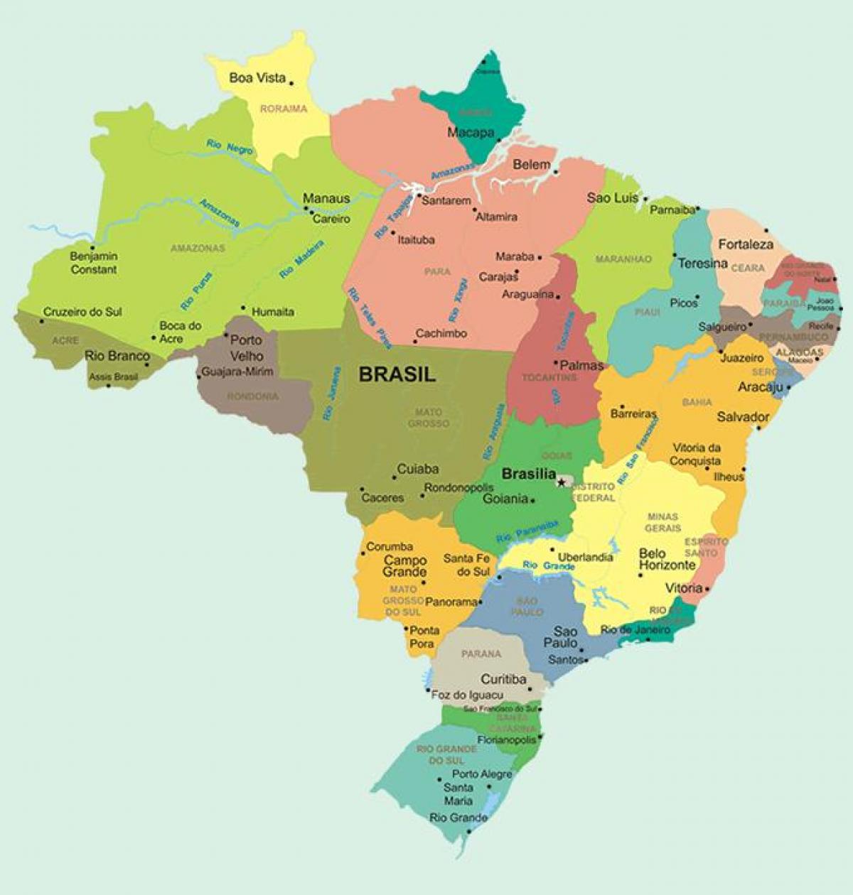 Staaten In Brasilien Landkarte State Map Brasilien South America Sudamerika