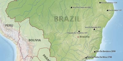 Gebirge in der Karte von Brasilien