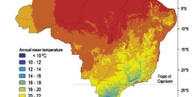Landkarte von Brasilien Temperatur