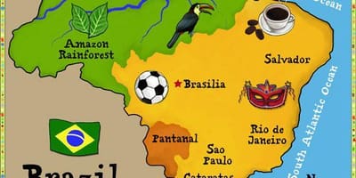 Landkarte von Brasilien für Kinder
