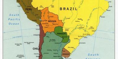 Landkarte von Brasilien umliegenden Ländern